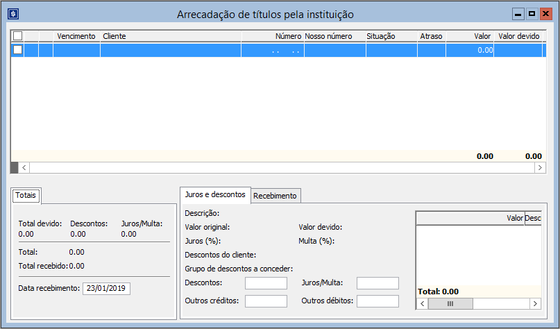 23 TituloFinanceiro-ArrecadaçãonaInstituição-Interface