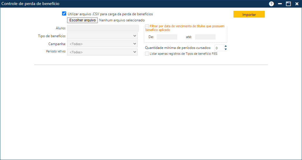 Interface Perda de Benefício