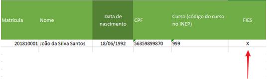 Tela de Parametrização - Alunos e Docentes - Financiamento estudantil - Planilha para importar alunos