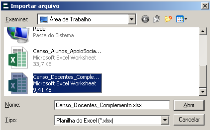 Tela de Parametrização - Alunos e Docentes - Importar docentes