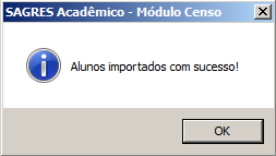Tela de parametrização - Alunos e Docentes - Alunos importados com sucesso