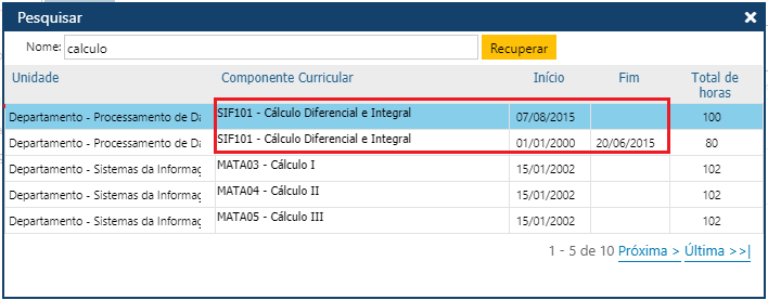 AW-Interface-Notas-Aproveitamento de Estudos - Pesquisa de disciplina com versoes