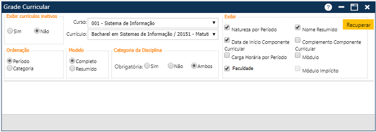 AW-Interface-Relatorio-Currículo-GradeCurricular - Tela Inicial