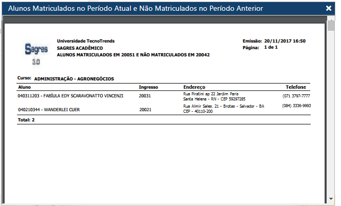 AW-Relatorio-Matricula-Alunos-Mtr-Periodo-Atual-Nao-Mtr-Periodo-Anterior - Exemplo Lista