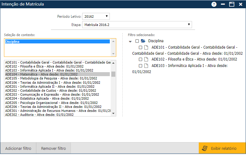 AW-Relatorio-Planejamento-Intencao-Matricula - Tela Inicial