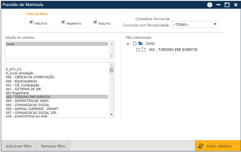AW-Relatorio-Planejamento-Previsao-Matricula - Tela Inicial