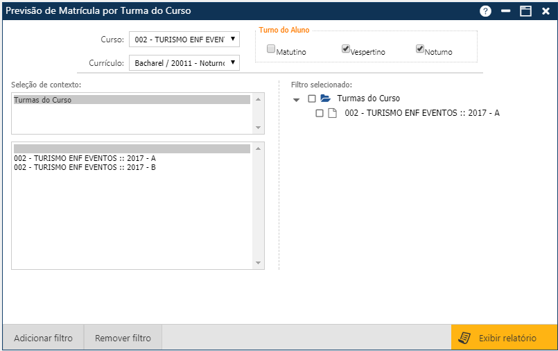 AW-Relatorio-Planejamento-Previsao-Matricula por Turma do Curso - Tela Inicial