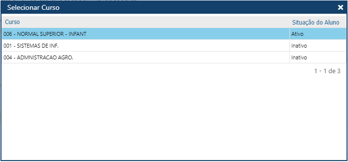 AW-Relatório-Aproveitamento-Boletim-Escolar - Selecionar Curso Aluno