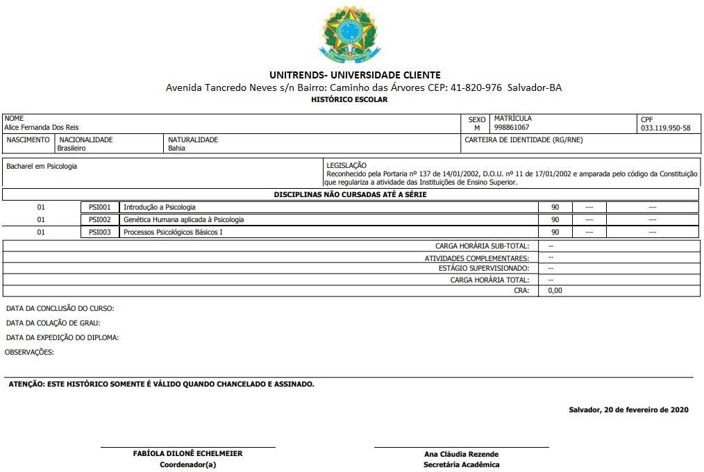 AW - Relatório - Aproveitamento - Histórico - Modelo Graduação2