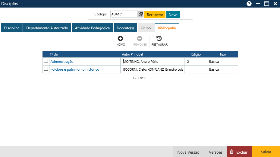 AW-Secretário-Cadastro-Currículo-Disciplina-Pasta Bibliografia