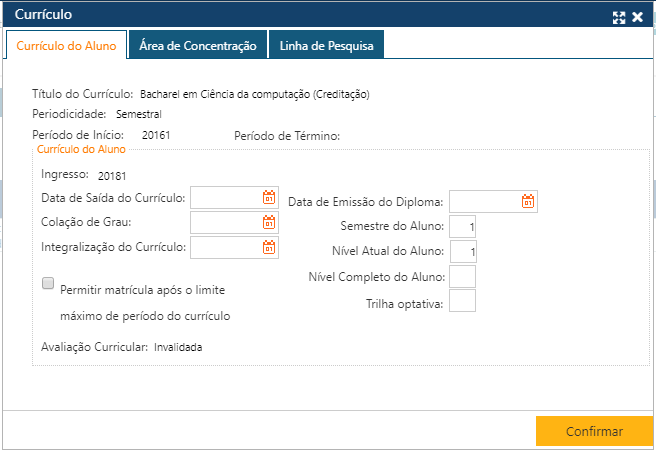 AW-Secretário-CadastroAluno - Pasta Curso Subpasta Currículo-pastaCurríiculoAluno