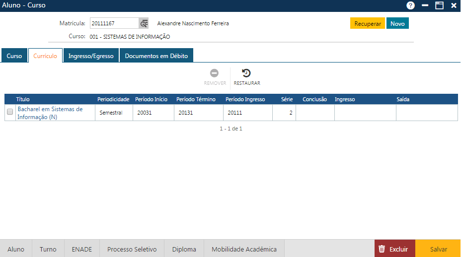 AW-Secretário-CadastroAluno - Pasta Curso Subpasta Currículo