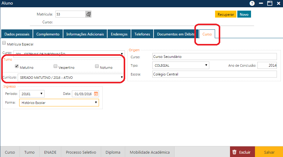 AW-Secretário-CadastroAluno - Pasta Cursos do Aluno-Incluindo Aluno