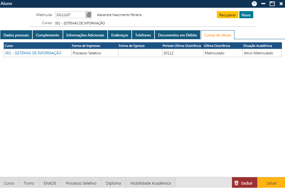 AW-Secretário-CadastroAluno - Pasta Cursos do Aluno