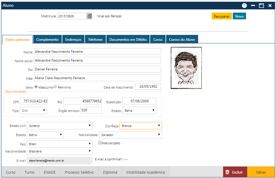 AW-Secretário-CadastroAluno - Pasta Dados Pessoais