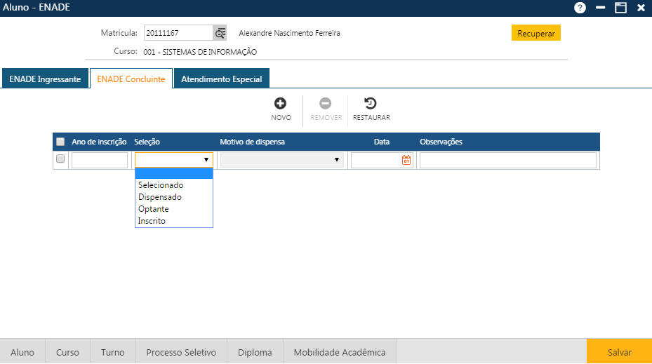 AW-Secretário-CadastroAluno - Pasta ENADE Subpasta Enade-Concluinte