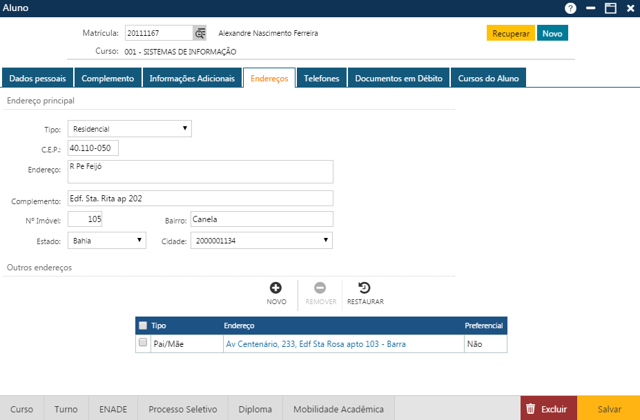 AW-Secretário-CadastroAluno - Pasta Endereços