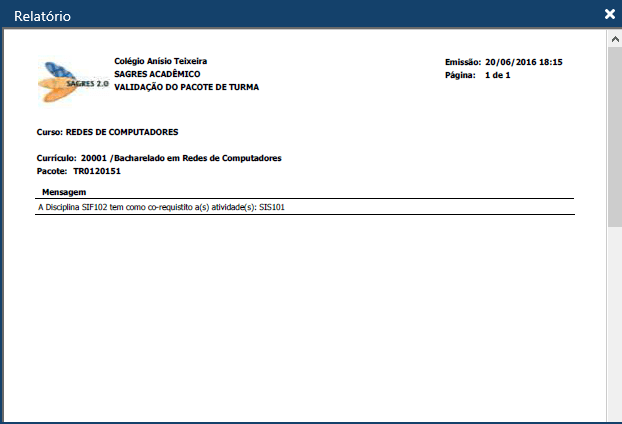 AW-Secretário-Planejamento-Pacote de Turmas-pasta Classes-Relatório da Validação