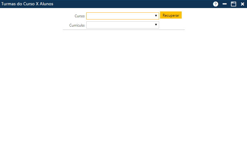 AW-Secretário-Planejamento-Turmas do Curso X Alunos - Tela inicial