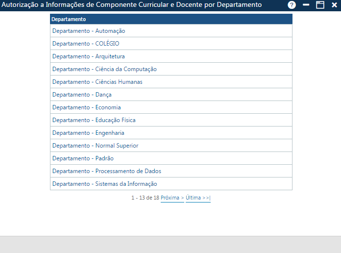 AW-Secretário-Tabela-Autorização-Inf de Comp Cur e Doc por Depto