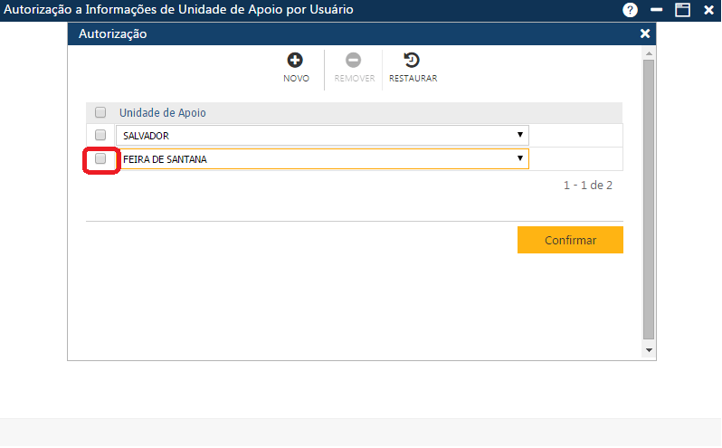 AW-Secretário-Tabela-Autorização-Informações de Unidade de Apoio por Ususário-exclusão