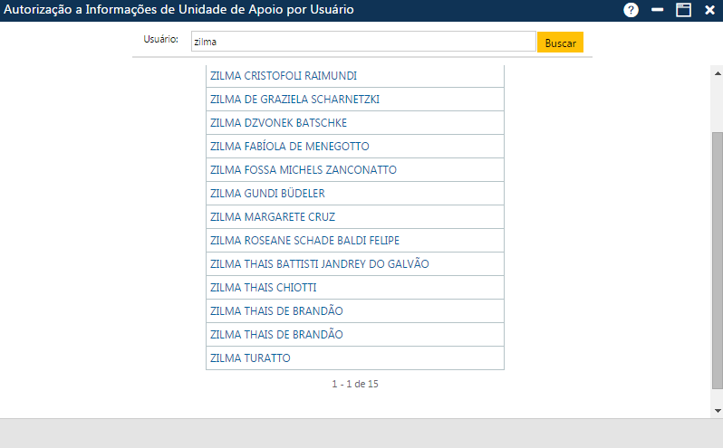 AW-Secretário-Tabela-Autorização-Informações de Unidade de Apoio por Ususário
