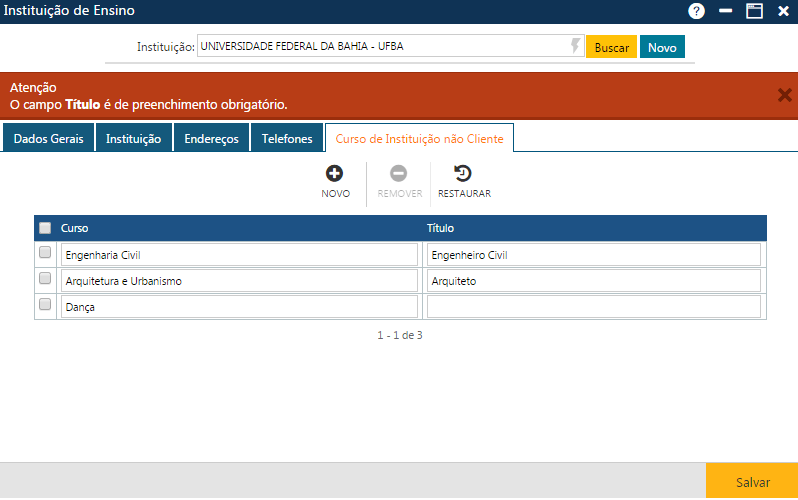 AW-Secretário-Tabela-Institucionais-Instituição de Ensino-Pasta Curso Instituição não Cliente-ERRO