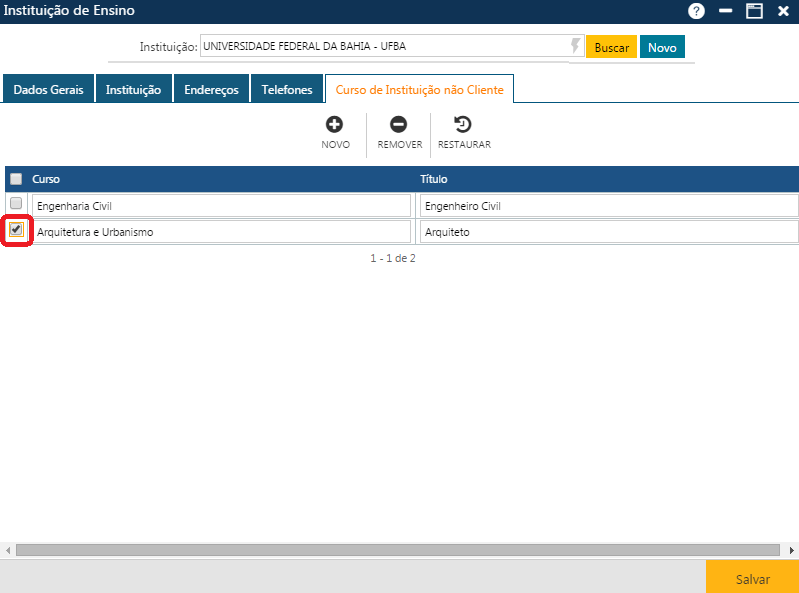 AW-Secretário-Tabela-Institucionais-Instituição de Ensino-Pasta Curso Instituição não Cliente-Exc