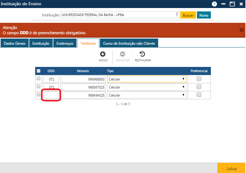 AW-Secretário-Tabela-Institucionais-Instituição de Ensino-Pasta Telefones-ERRO