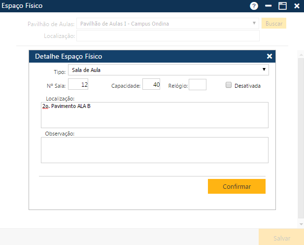 AW-Secretário-Tabela-Planejamento-Espaço Físico-Alterando uma sala no Pavi selecionado