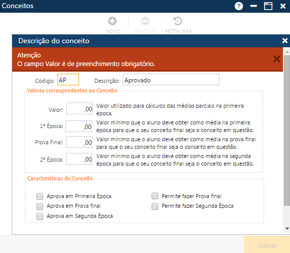 AW-Secretário-Tabela-Registro Escolar-Conceito-ERRO