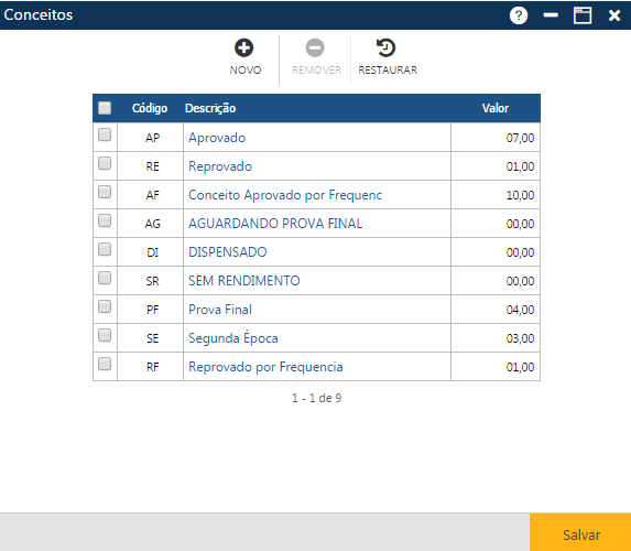AW-Secretário-Tabela-Registro Escolar-Conceito