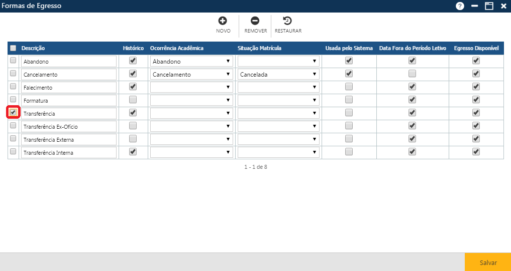 AW-Secretário-Tabela-Registro Escolar-Formas de Egresso-Preparando uma exclusão