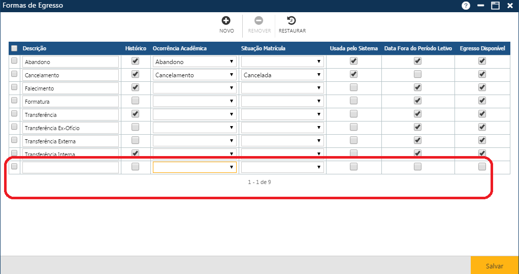 AW-Secretário-Tabela-Registro Escolar-Formas de Egresso-Preparando uma inclusão