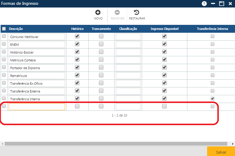 AW-Secretário-Tabela-Registro Escolar-Formas de Ingresso-Preparando uma inclusão