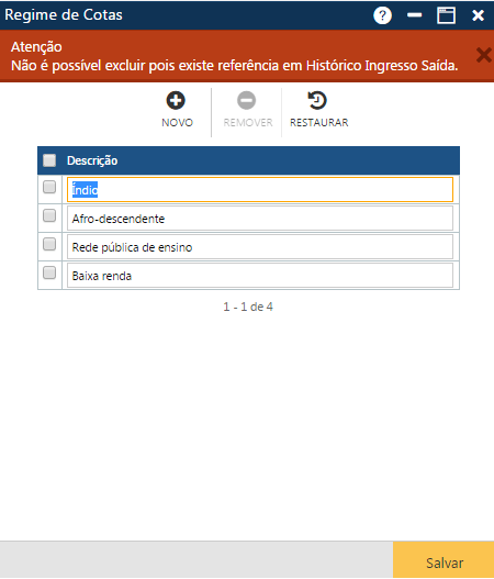 AW-Secretário-Tabela-Registro Escolar-Regime de Cotas-ERRO