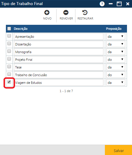 AW-Secretário-Tabela-Registro Escolar-Tipo de Trabalho Final-Preparando uma exclusão