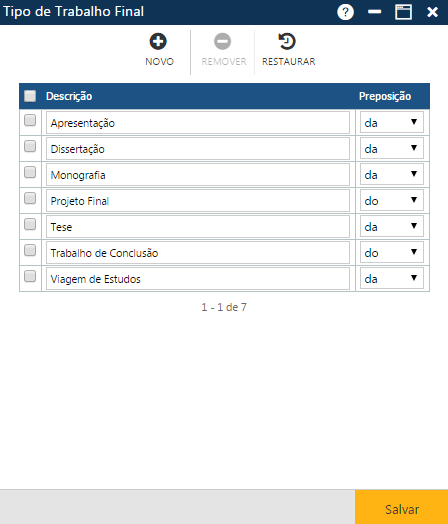AW-Secretário-Tabela-Registro Escolar-Tipo de Trabalho Final