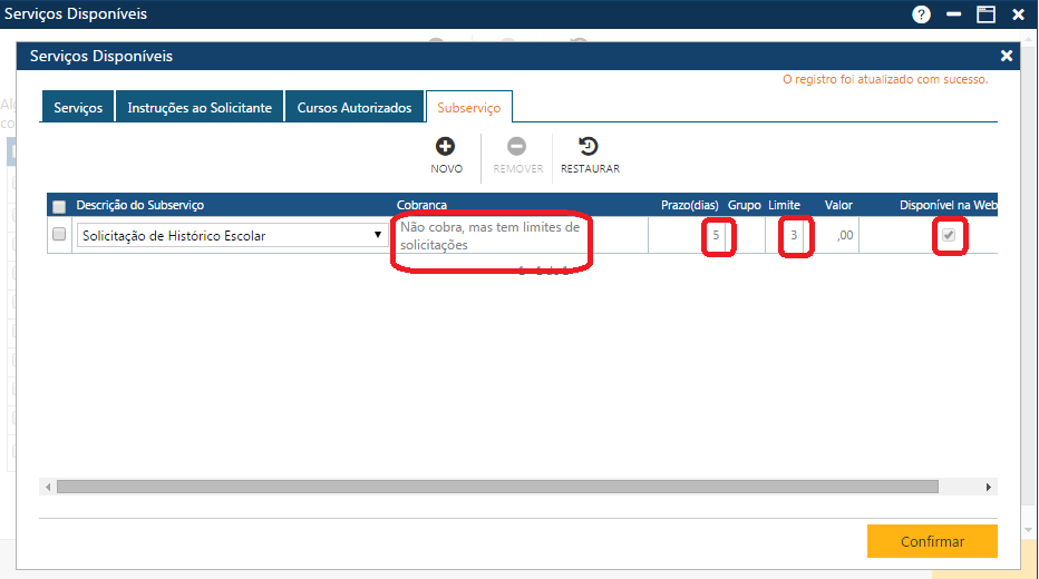 AW-Secretário-Tabela-Serviços-Serviços Disponíveis-Pasta Sub serviço