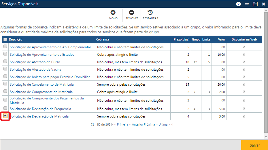 AW-Secretário-Tabela-Serviços-Serviços Disponíveis-Preparando uma exclusão