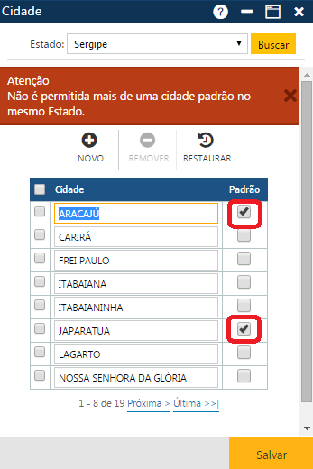 Acadêmico WEB-Secretário-Tabela-Outros-Cidades-ERRO só deve ter uma cidade padrão