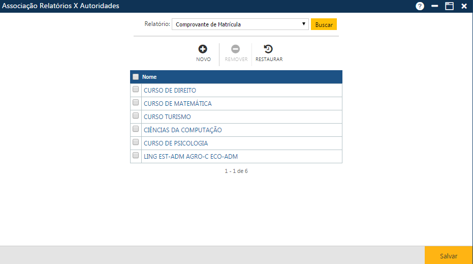 Acadêmico WEB-Secretário-Tabela-Outros-Relatórios x Autoridades - Opções do relatório