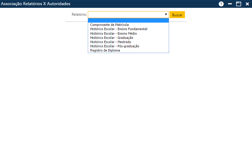 Acadêmico WEB-Secretário-Tabela-Outros-Relatórios x Autoridades - Selecionando um relatório