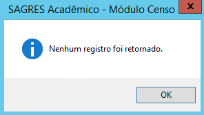 Alunos com financiamento estudantil - Mensagem de Aviso - Nenhum registro retornado