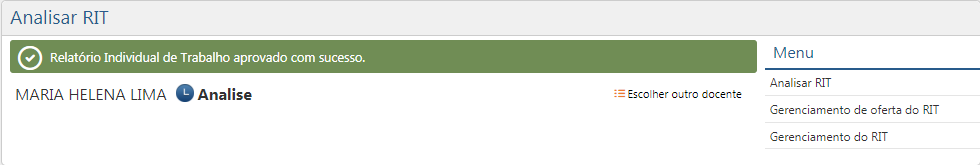 Analisar RIT - Mensagem de Confirmação