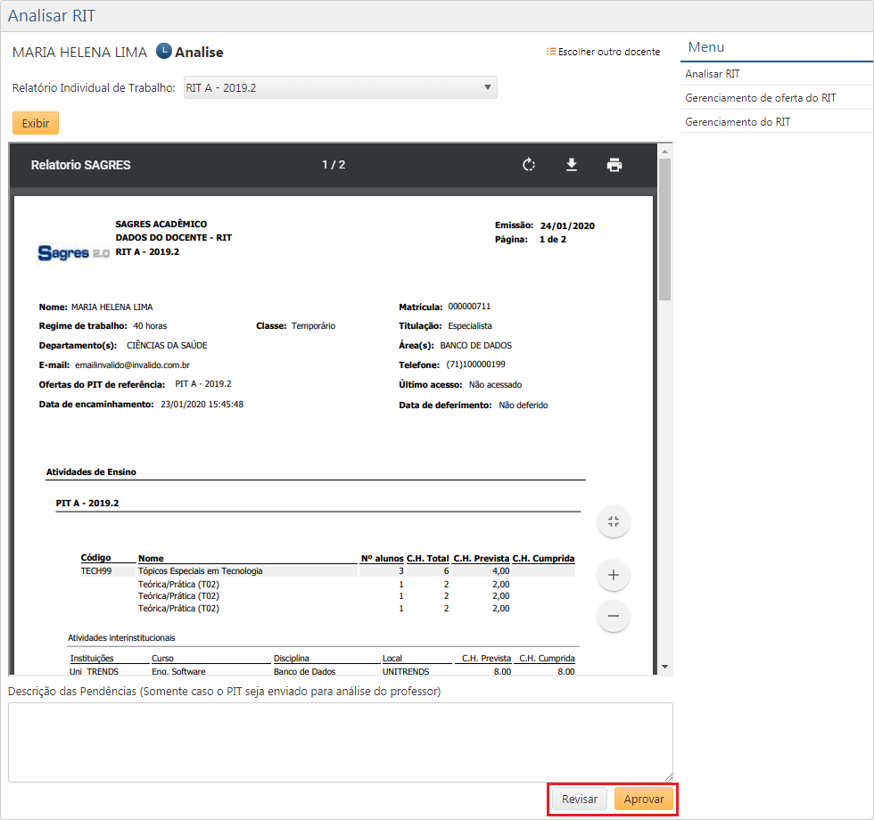 Analisar RIT - Relatorio Docente