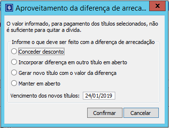 ArrecadacaonaEmpresaCobradora-Interface-DarBaixa-MsgValorInsuficiente