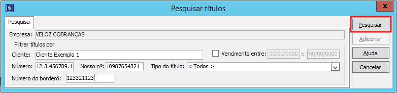 ArrecadacaonaEmpresaCobradora-Interface-Pesquisartitulos
