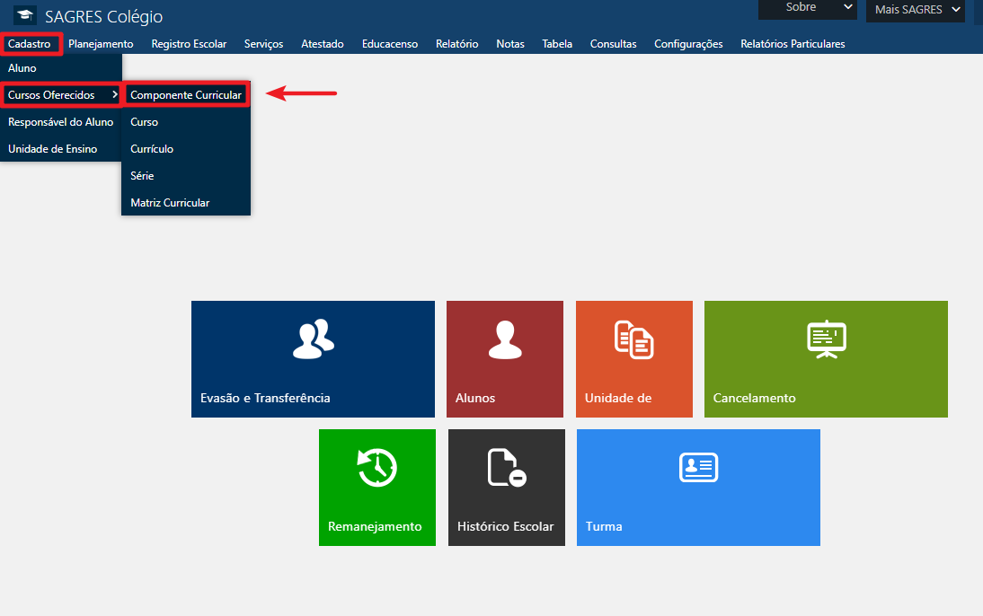 COLÉGIO-CADASTRO-CURSOS-OFERECIDOS-COMPONENTE-CURRICULAR COLÉGIO-CADASTRO-CURSOS-OFERECIDOS-COMPONENTE-CURRICULAR