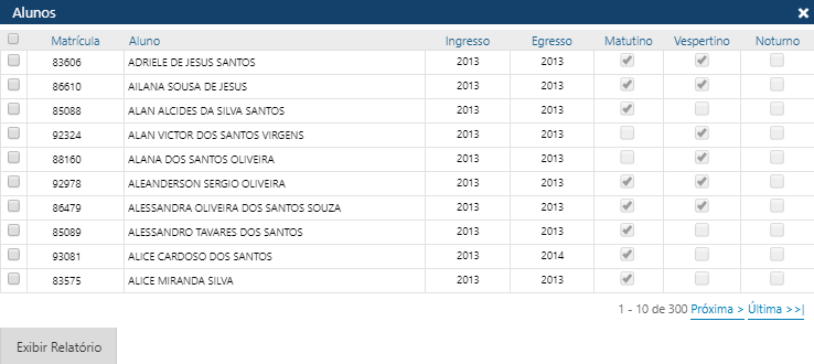 CW-Relatório-Aluno-Impressão do Histórico Escolar - Visualizar Alunos - Tela